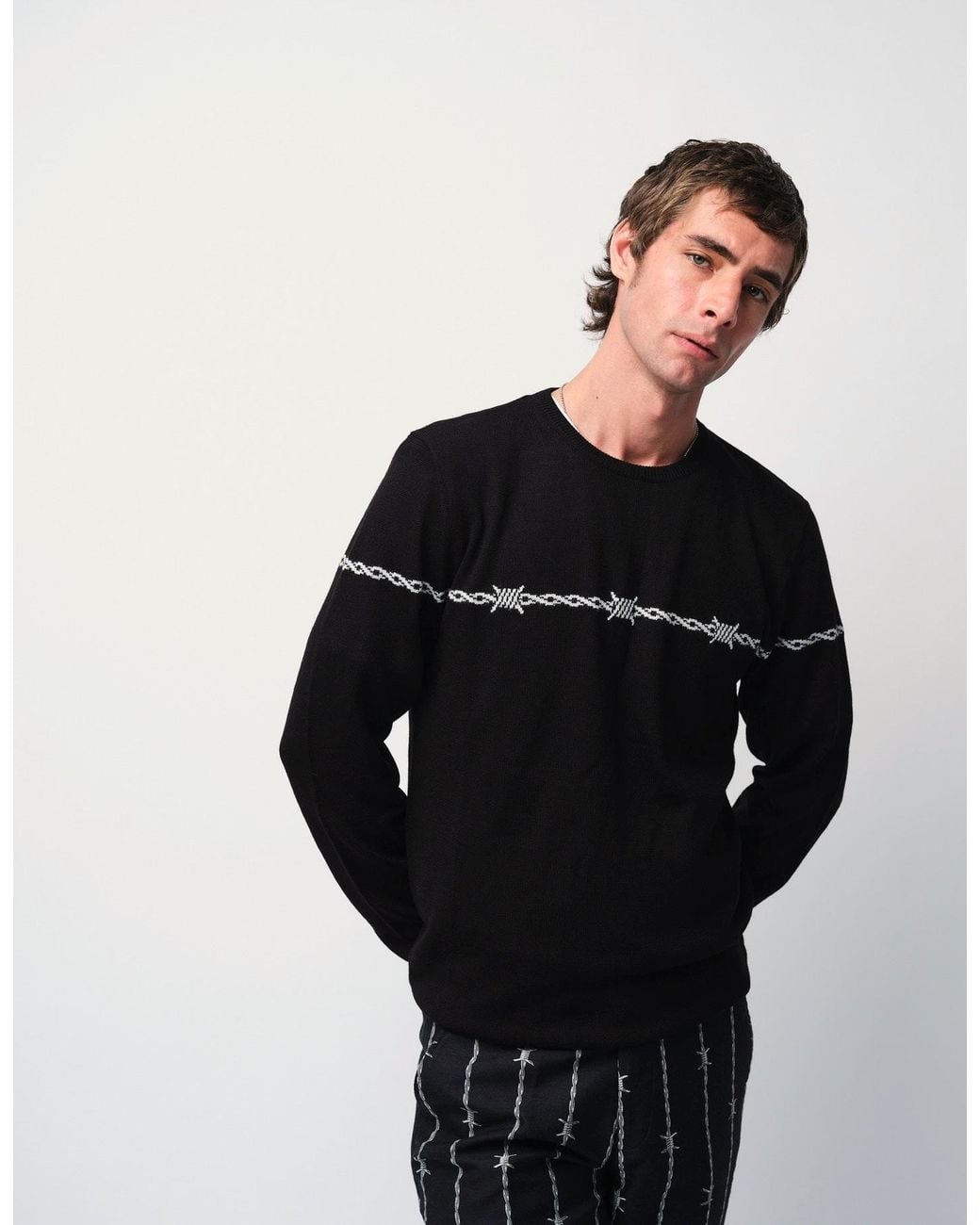 Gresham Blake Black Barbed Wire Jumper for men