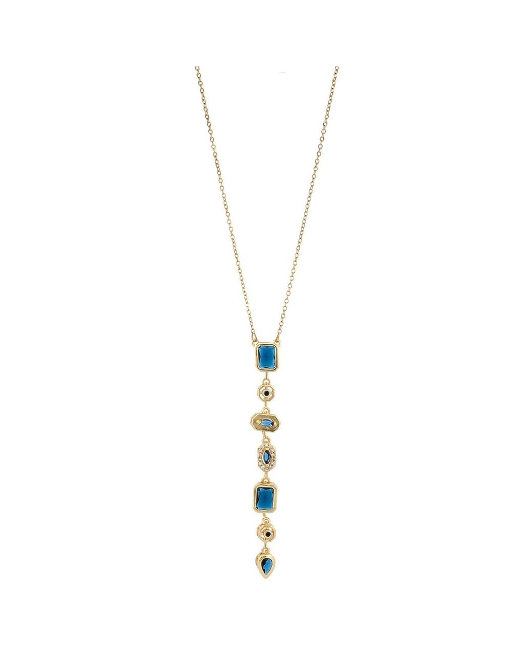 Ebru Jewelry Metallic Sapphire Crystal Y Necklace