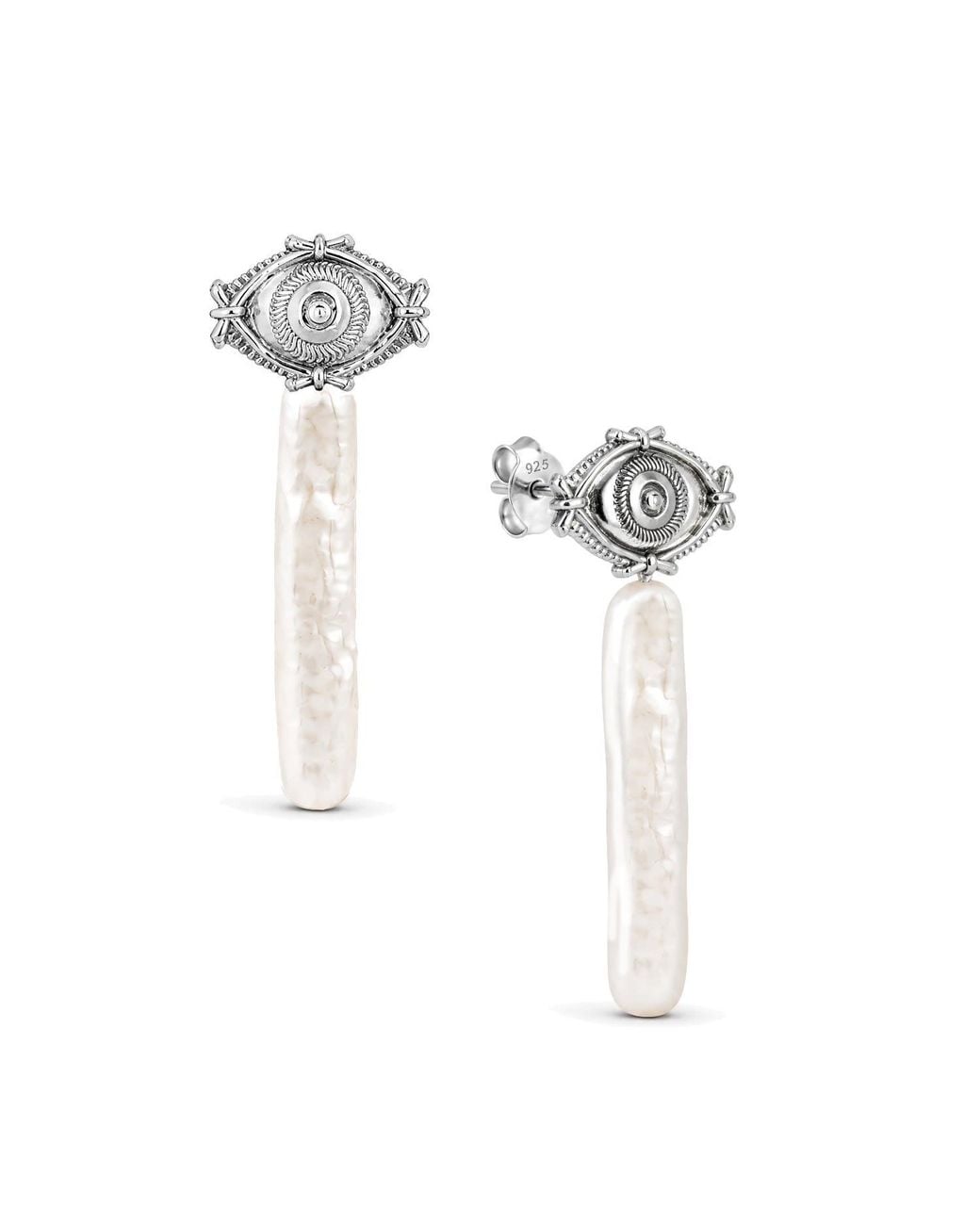 Astor & Orion White Hecate Eye Pearl Ear Jacket Sterling