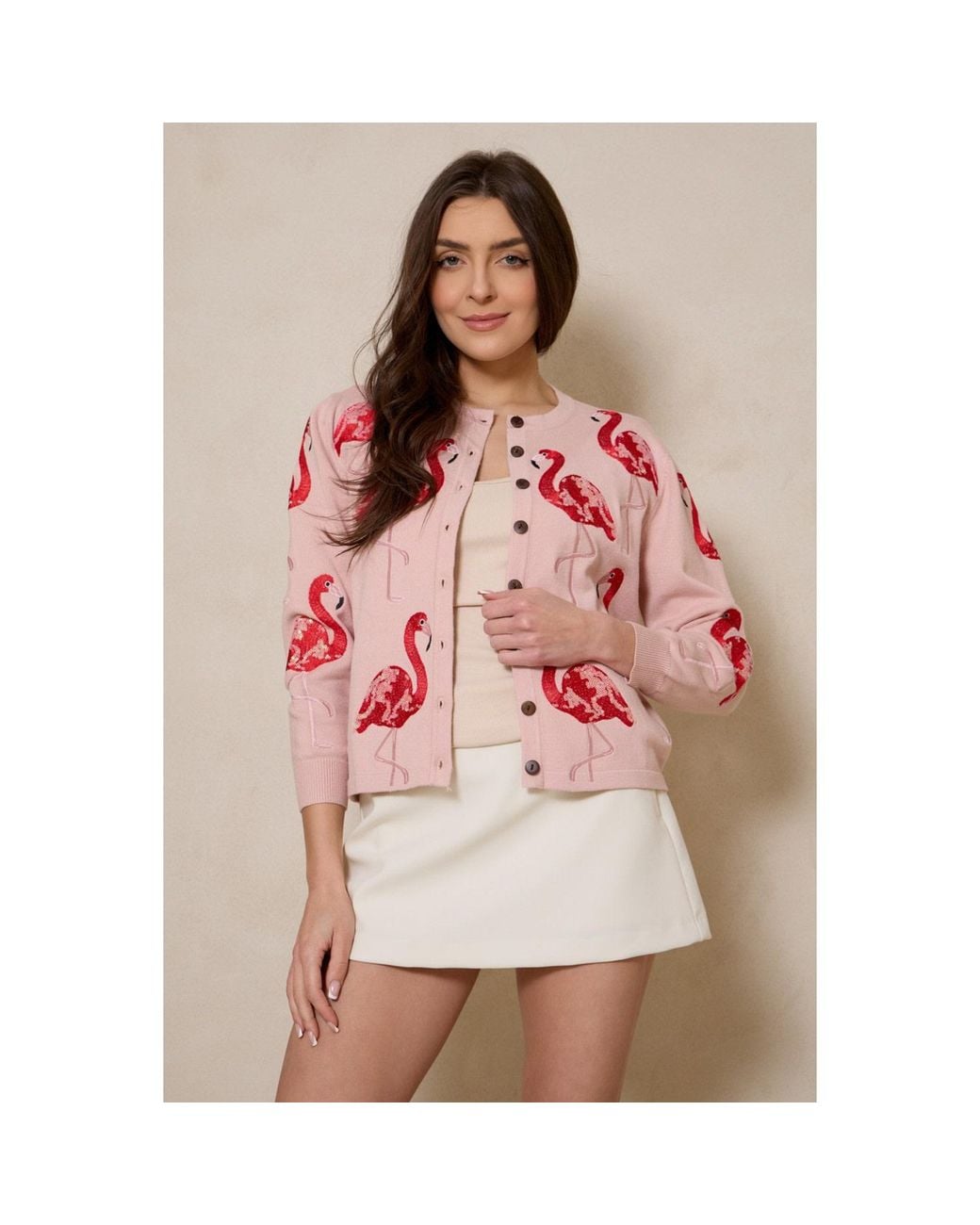 Saachi Pink Flamingo Deco Cardigan