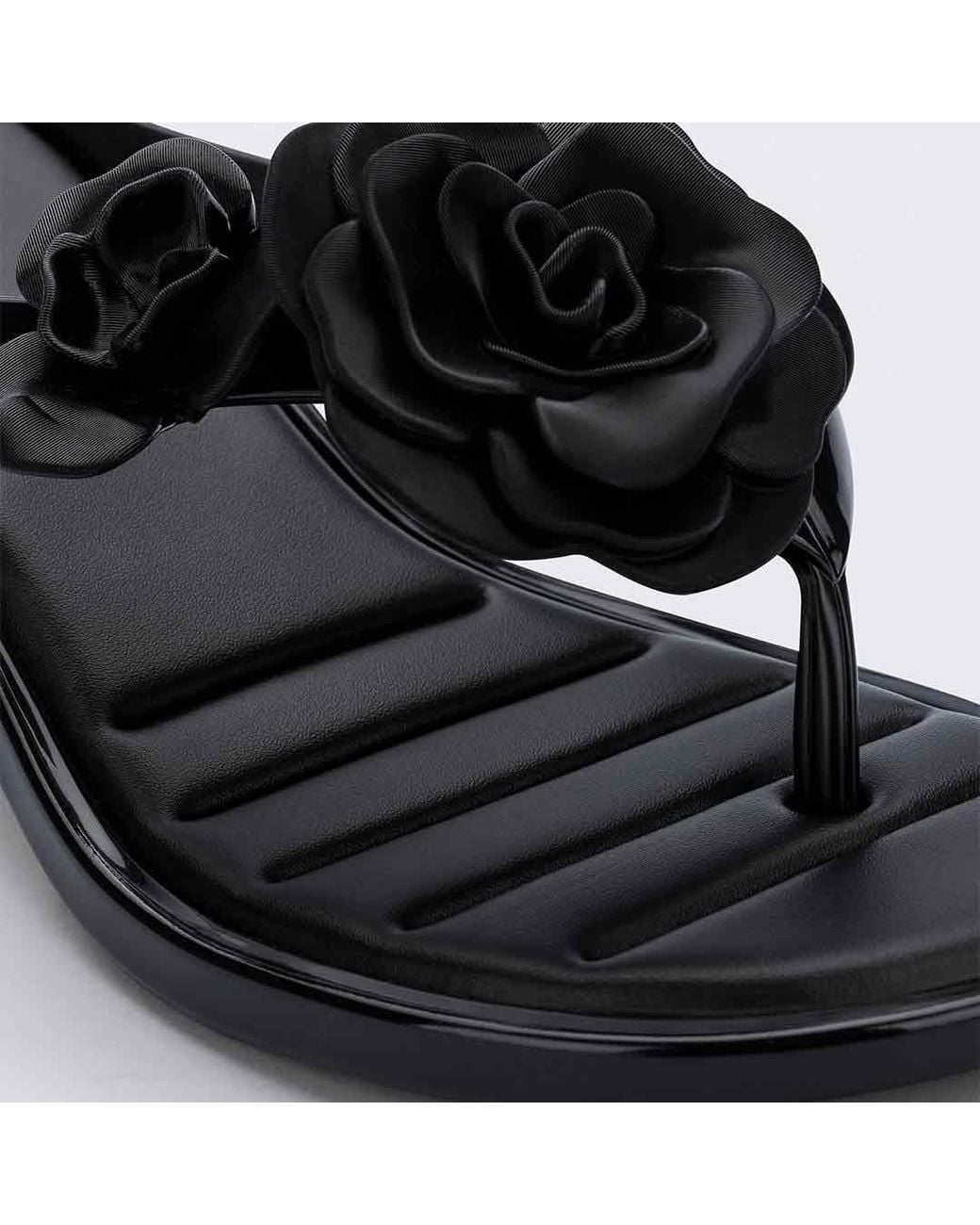 Melissa Black Thong Kitten Heel Petals