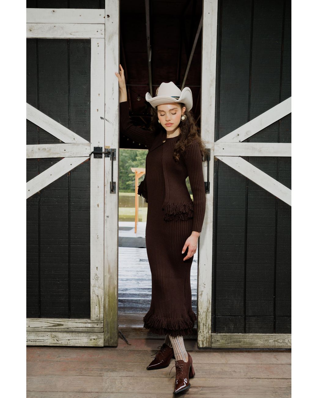 Rave on Trend Brown Fringe Dress + Cardigan