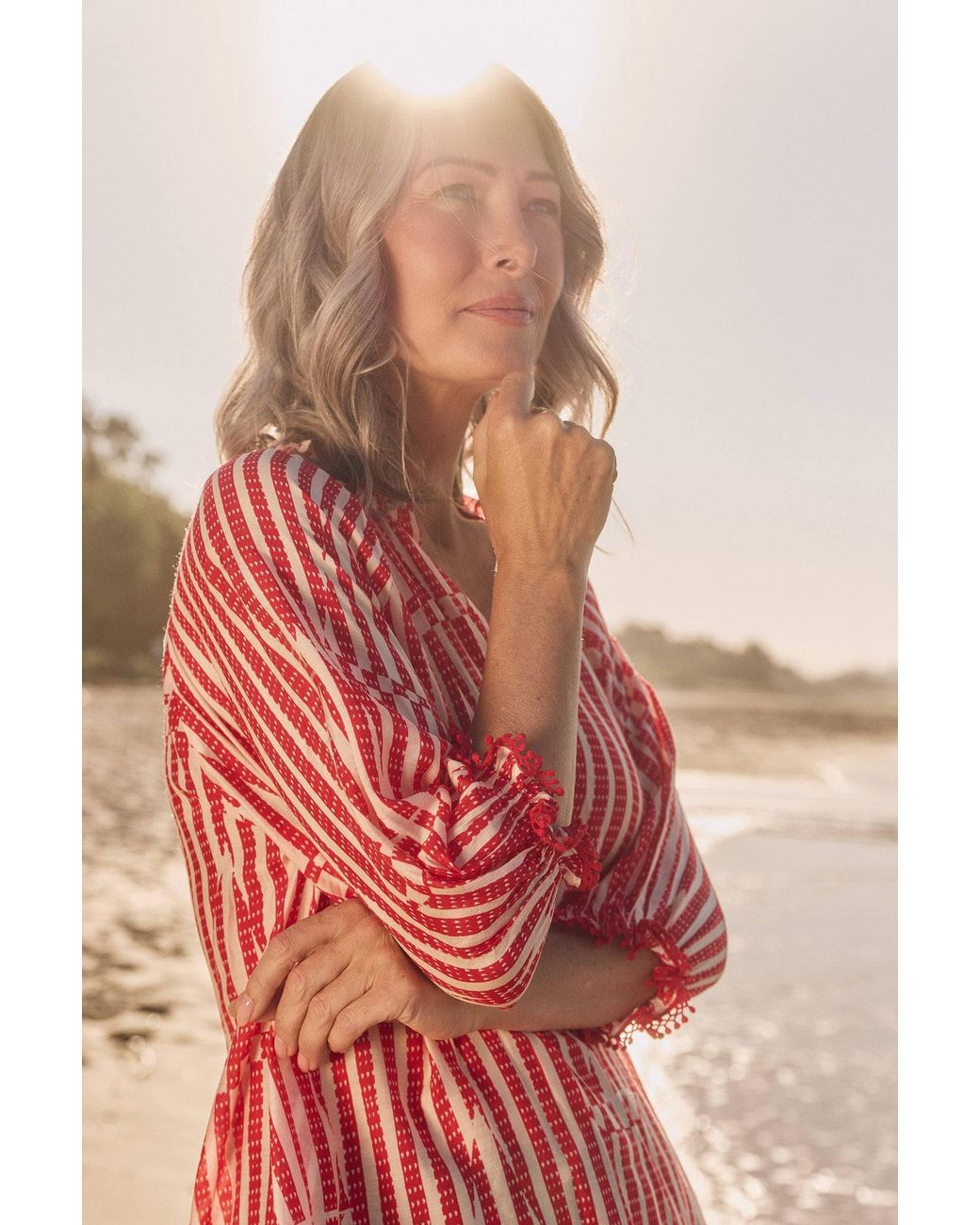 Adrift Clothing Red Robin Cotton Silk Blouse