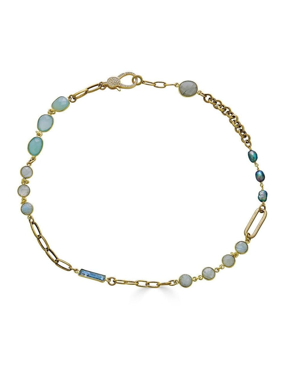 Loni Paul Jewelry Metallic Moonstone, Kyanite, Aquamarine & Pearl Short Necklace