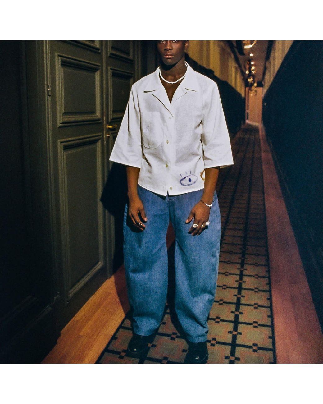 Maison Louis Blue Balloon Denim Trousers for men