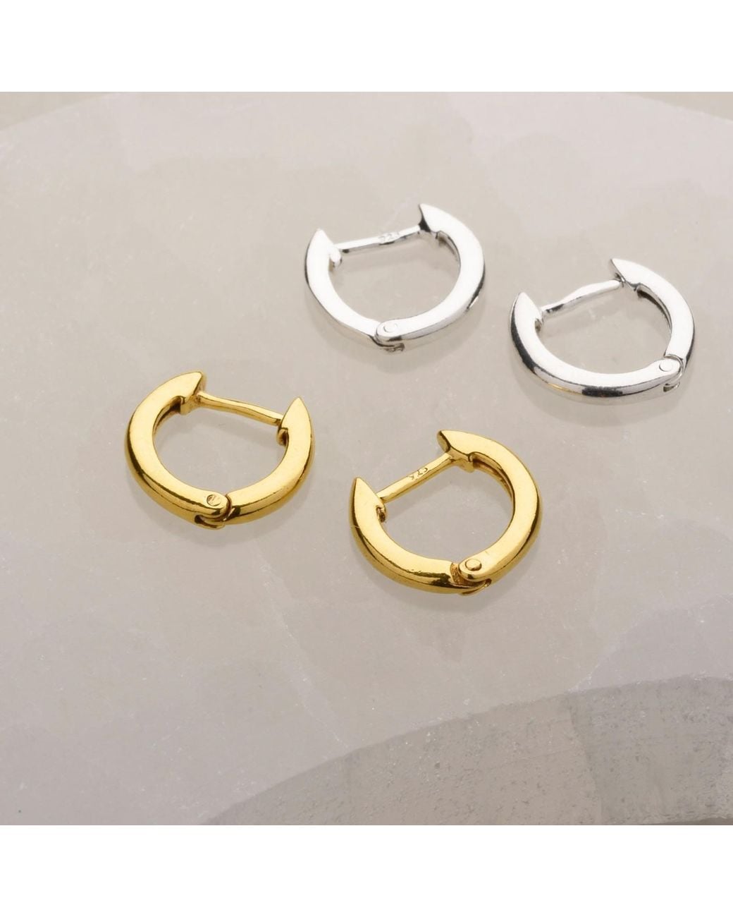 Nellou Jewellery Metallic Rosie Huggie Earrings Plated Sterling