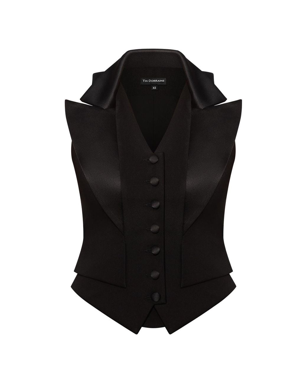 Tia Dorraine Black Single-Breasted Sleeveless Waistcoat