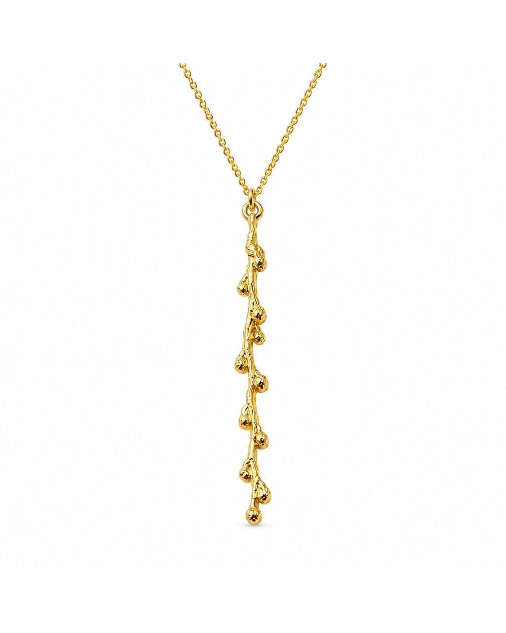 Mother Nature Jewelry Metallic Mimosa Long Necklace, Handmade Nature Pendant