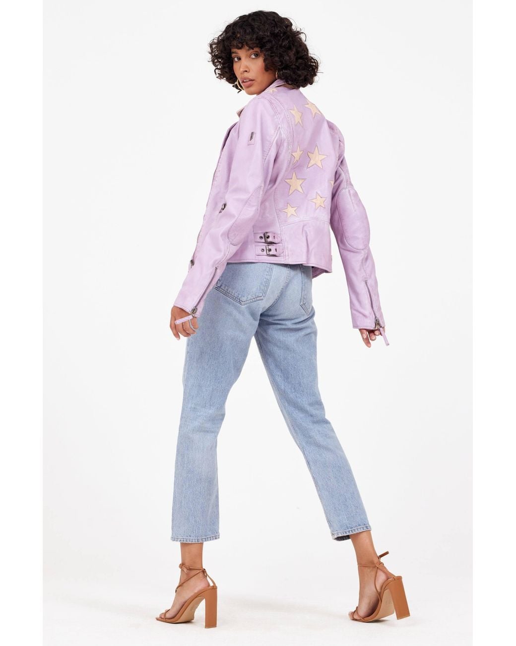 Mauritius Purple Star Lambskin Leather Jacket Christy Digital