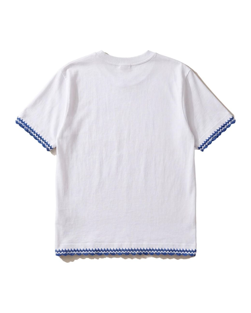 Ana Chic Blue Fish Handmade Crochet Applique Cotton Tee