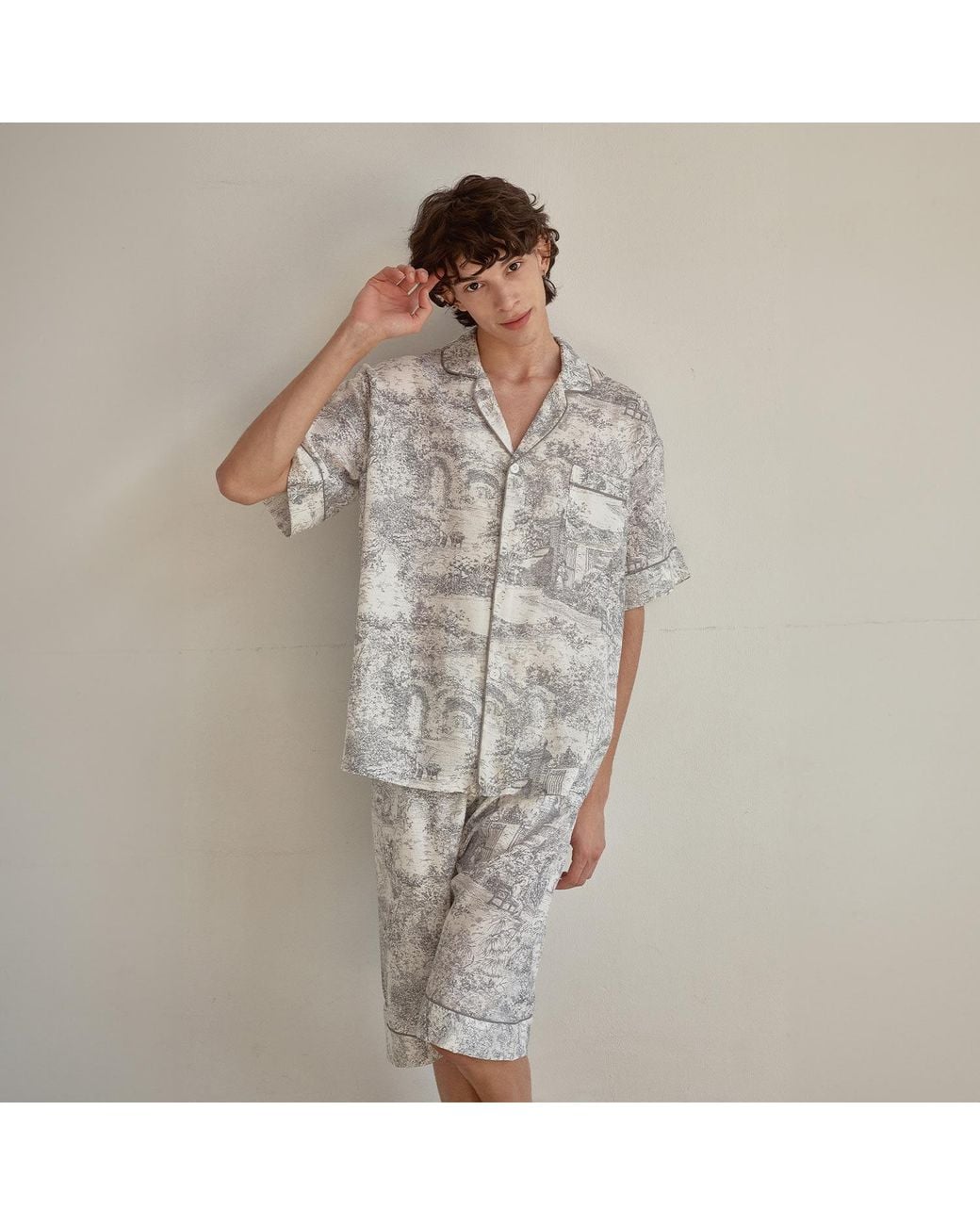 Luna Luz Blue Rebecca Toile Cotton Short-Sleeve Pajama Set for men