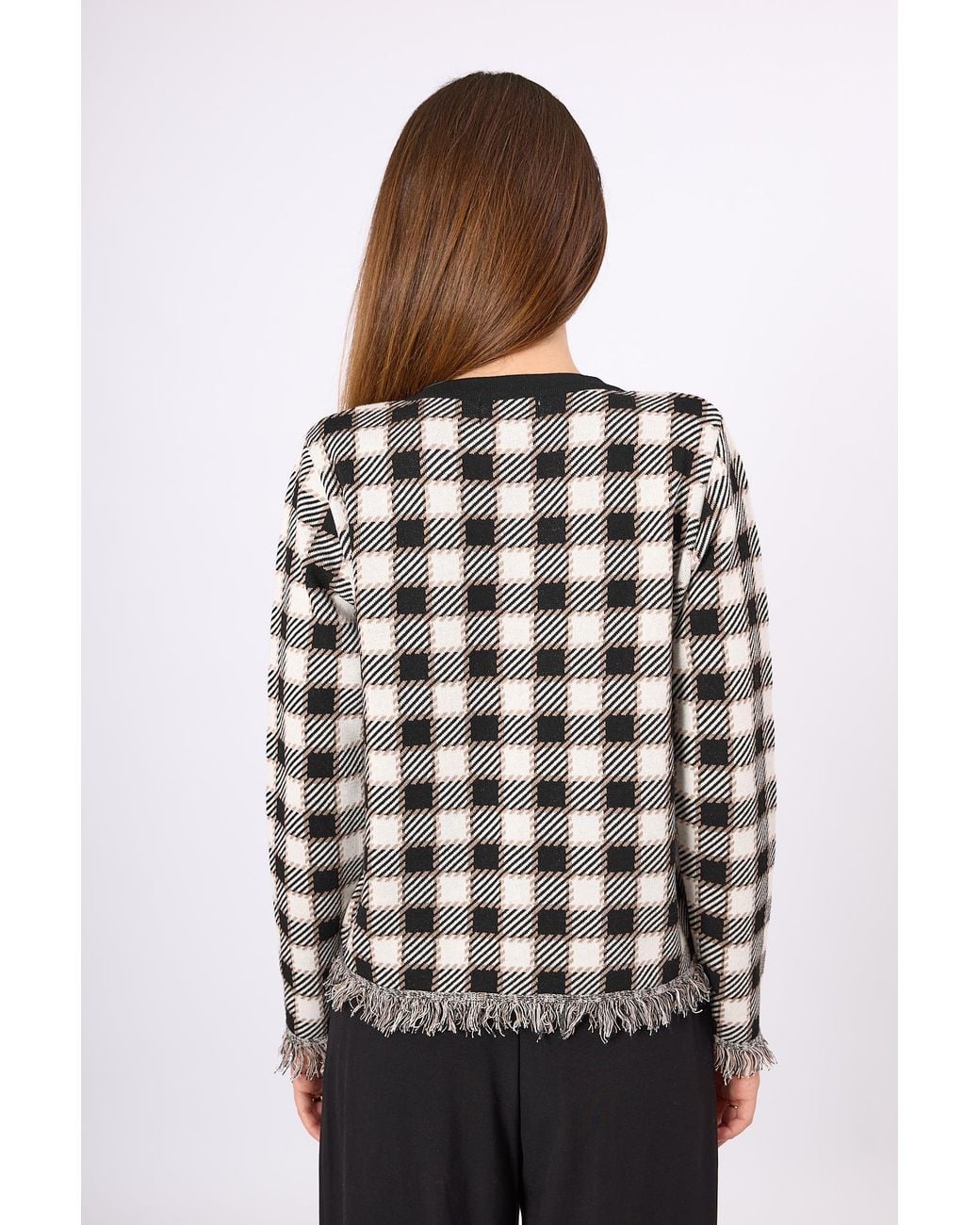Peraluna Black Diana Plaid Knit Jacket