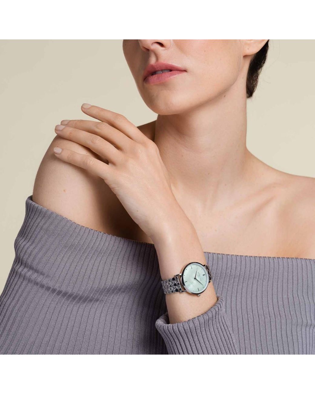 ROSEFIELD Metallic Upper East Side Mint Green Watch In Silver