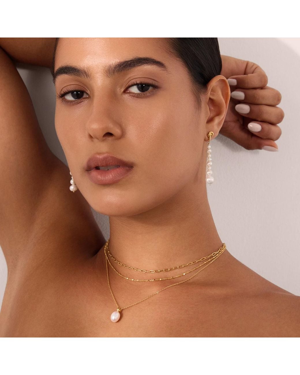 Vanhi Metallic Mini Paperclip Double Chain Necklace