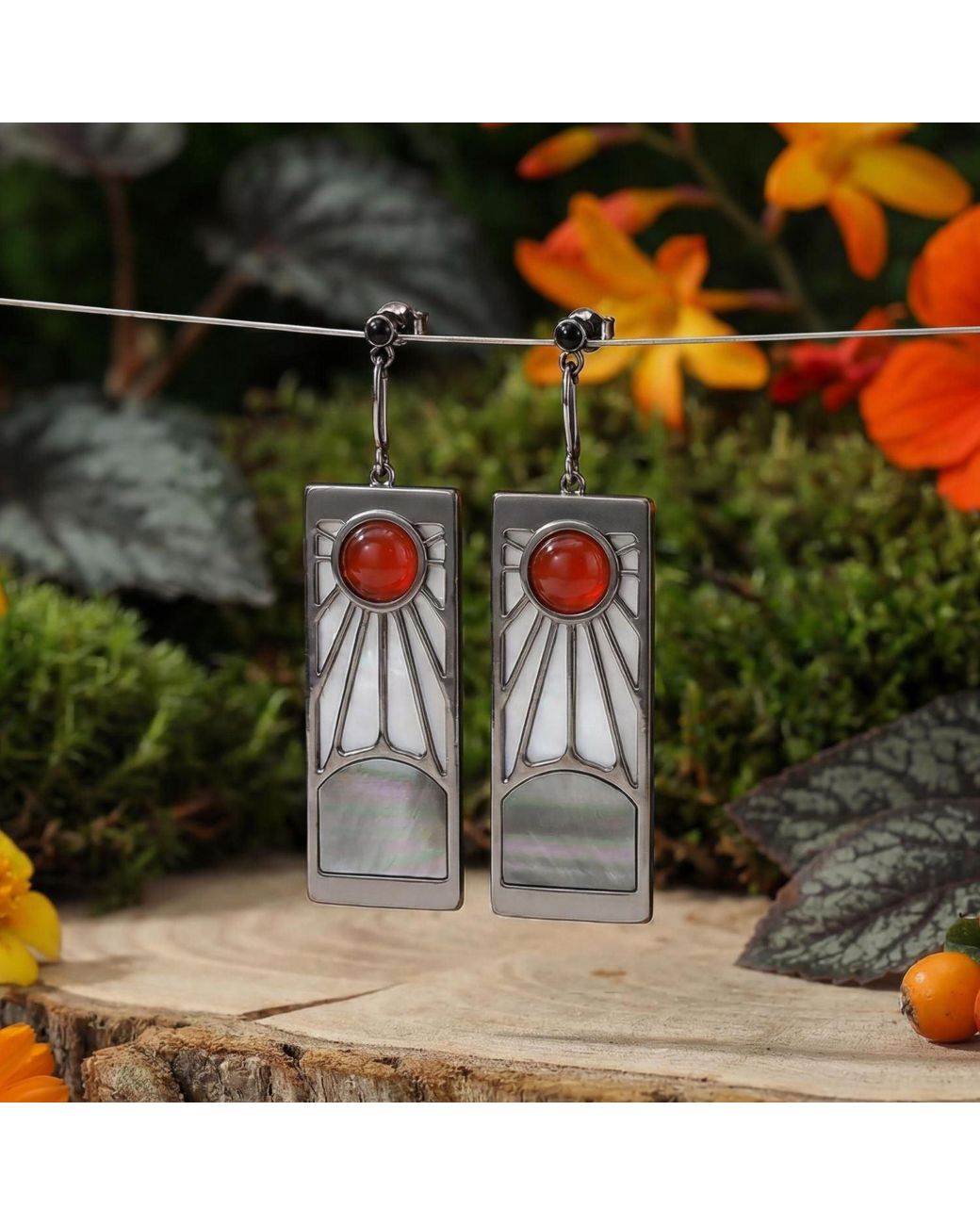 Azura Jewelry New York White Demon Slayer Hanafuda Earrings Vermeil