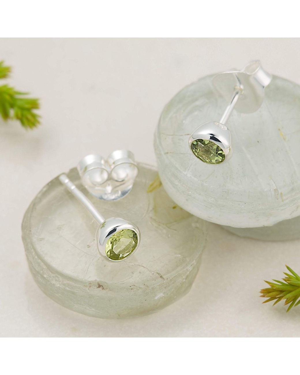 Lily Charmed Green August Birthstone Stud Earrings