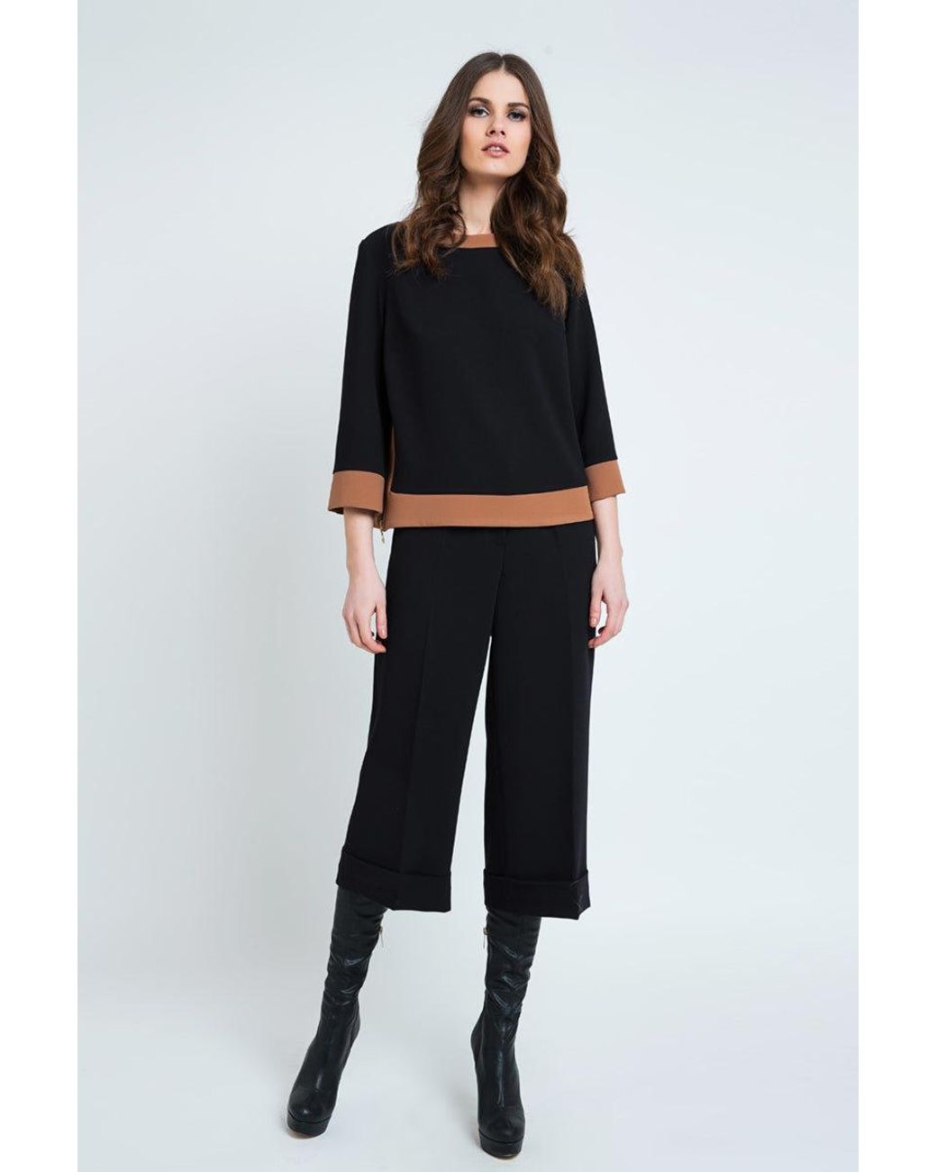 Conquista Blue Culottes With Turn Up