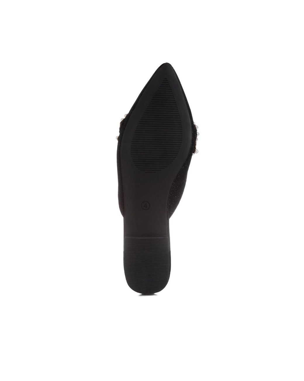 Rag & Co Black Astre Embellished Delicate Pearl Mules