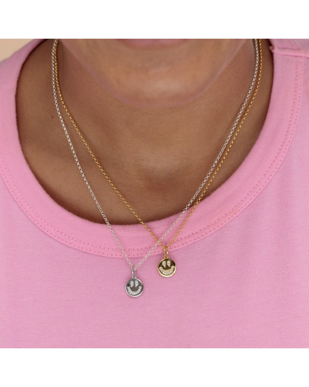 Scream Pretty Metallic Smiley Face Charm Necklace