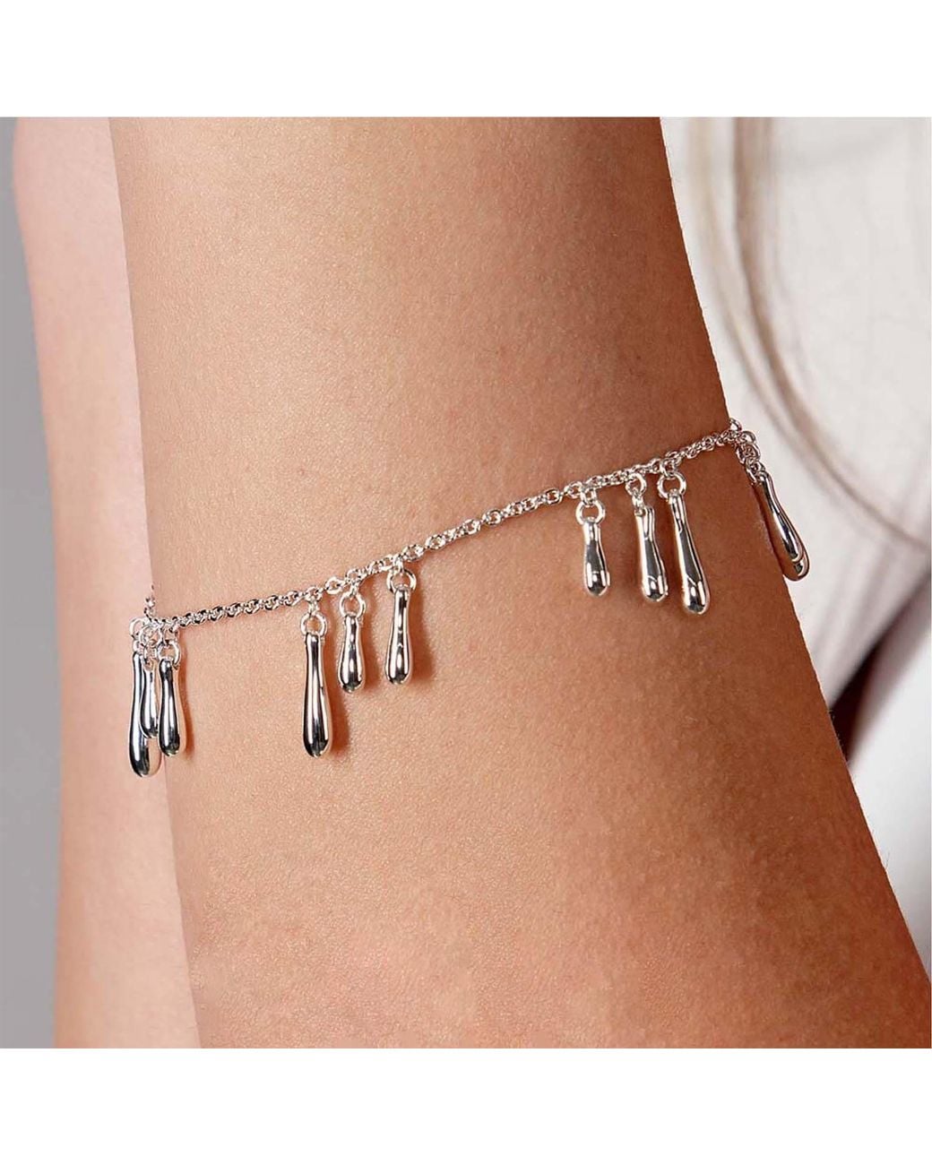 Lucy Quartermaine Metallic Solid Sterling Drop Cluster Bracelet
