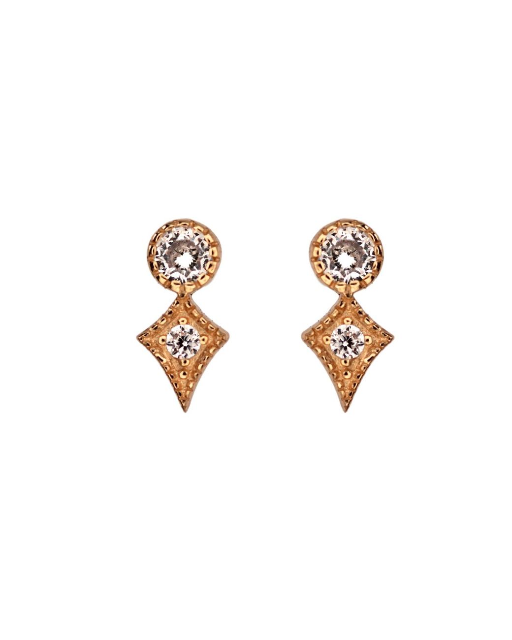 VicStoneNYC Fine Jewelry Metallic Antique Rose Stud Earrings