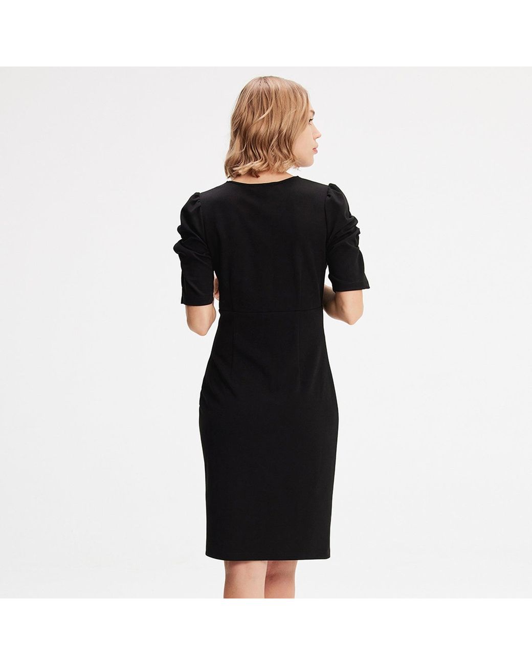 Smart and Joy Black Jersey Dress With Zip Side