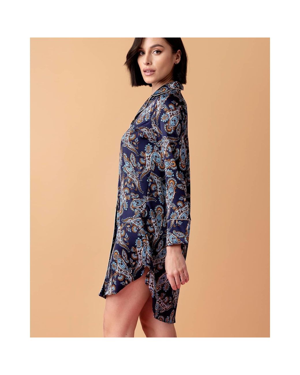 Oh!Zuza Blue Neutrals Silk Shirt Nightdress