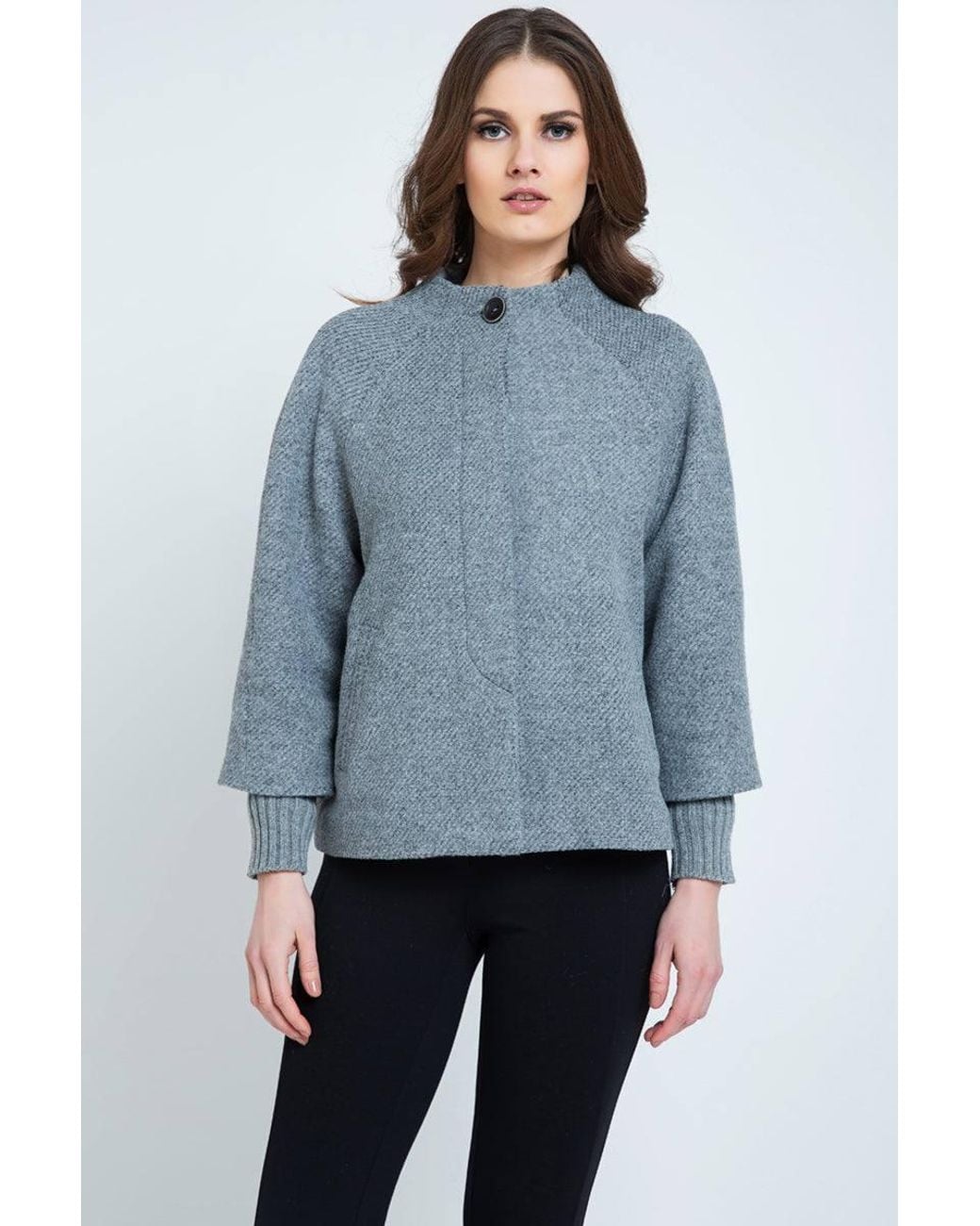 Conquista Gray Button Detail Jacket With Elasticated Cuffs