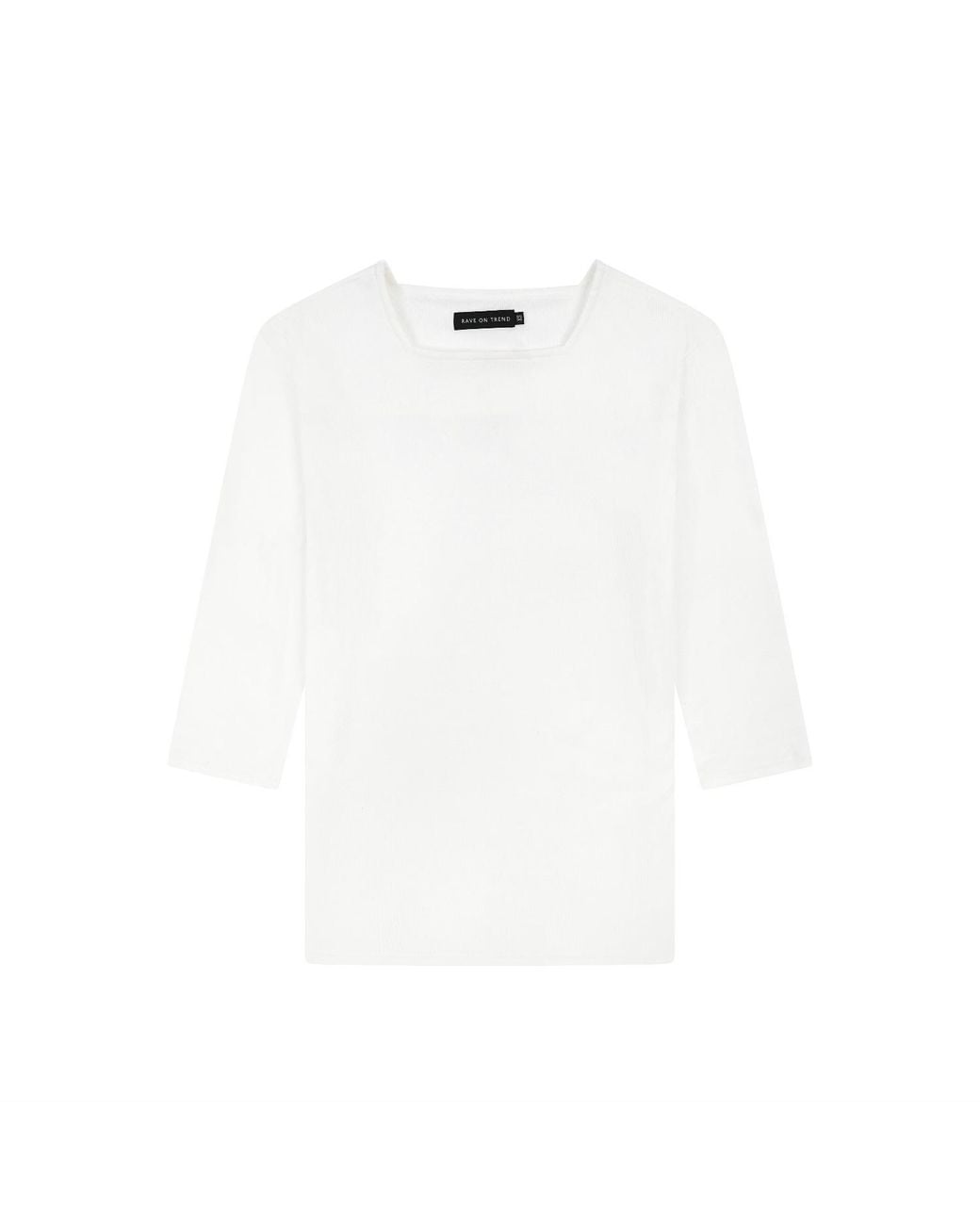 Rave on Trend White Square Neck Ribbed Tee