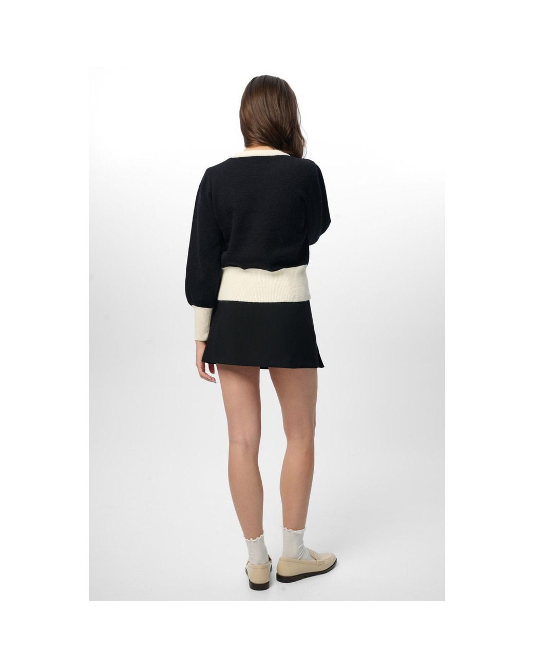Saachi Black Ruffled Bloom Pullover Sweater