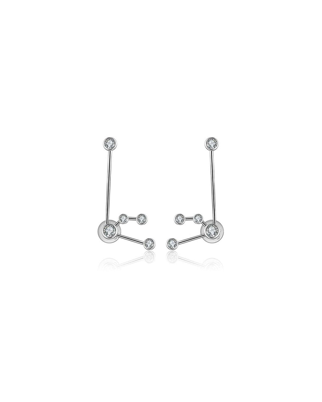Genevieve Collection Metallic Aquarius Zodiac Constellation Earring 18K & Diamond