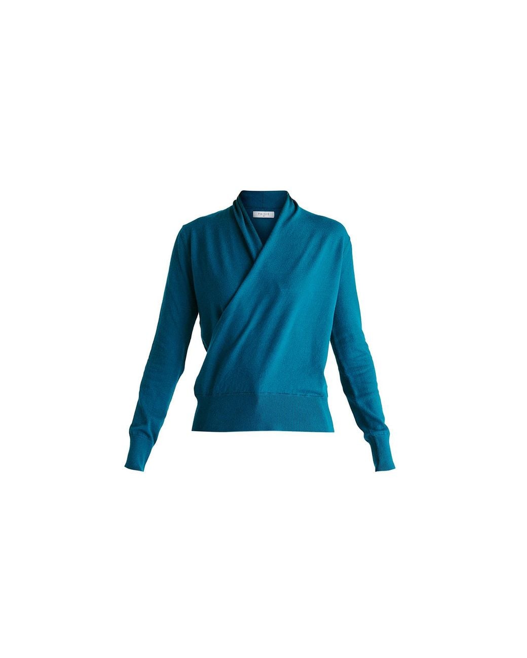 Paisie Blue Long Sleeve Knitted Wrap Top