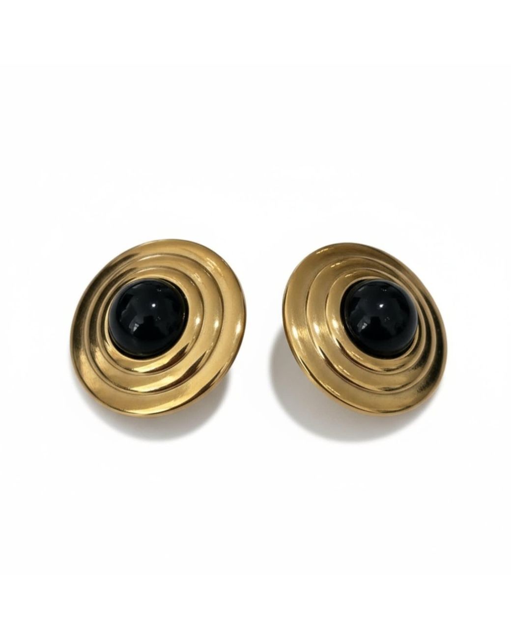 Latelita London Brown Como Large Round Stud Earrings Onyx