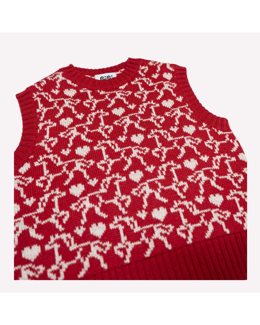 Gigi Knitwear Red Gallop Jaquard Vest