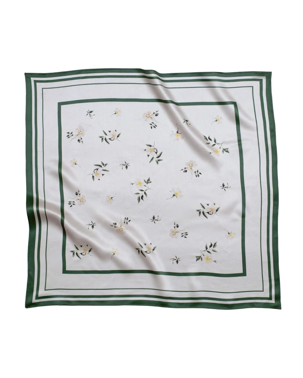 RainSisters Metallic Small Floral Print Natural Silk Scarf