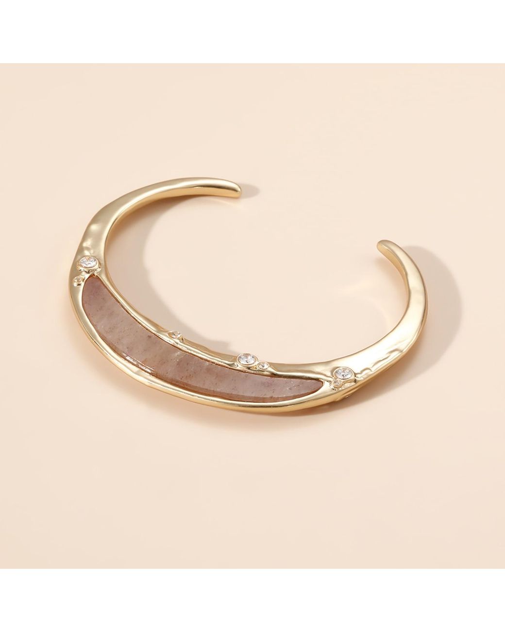 Rare Matters Jewelry Metallic Gemstone Inlay Bangle Cuff