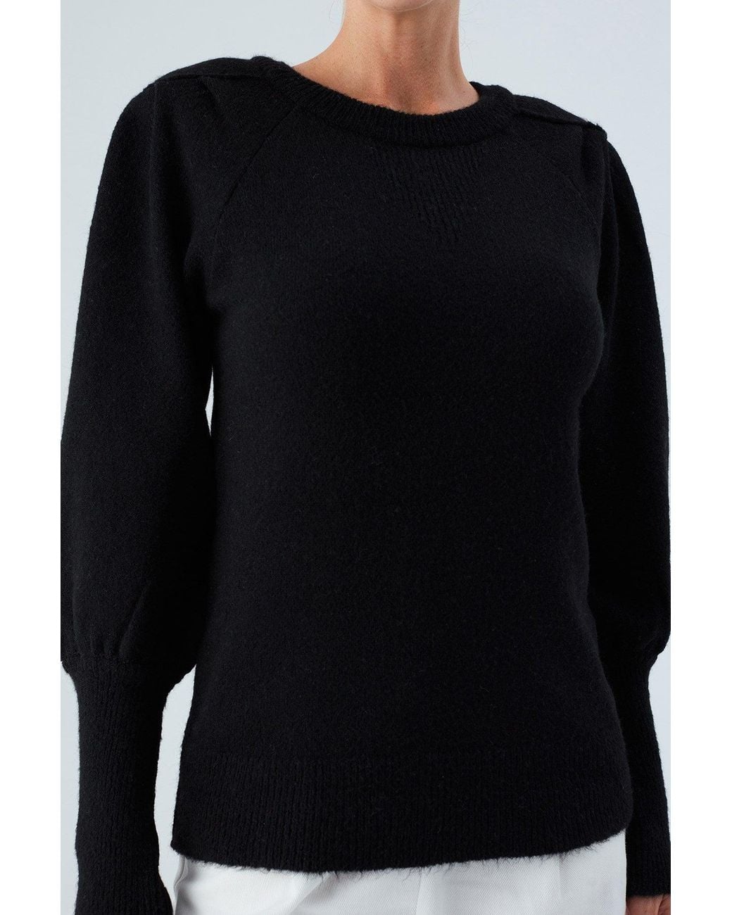 Peraluna Black Rakel Shirred Shoulder And Sleeve Pullover