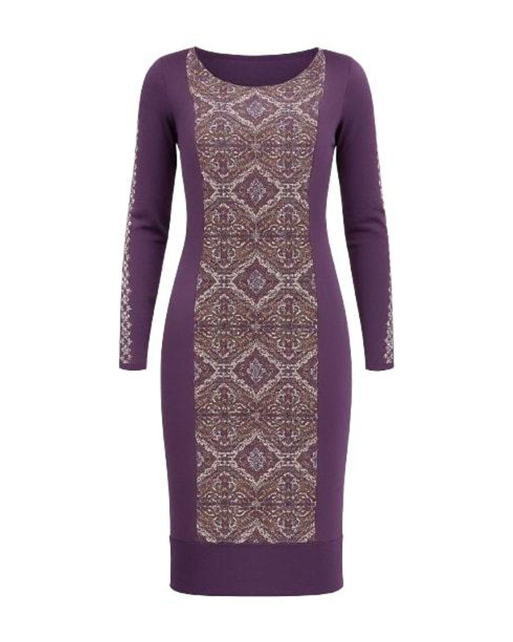 Conquista Purple Stretch Boat Neck Dress