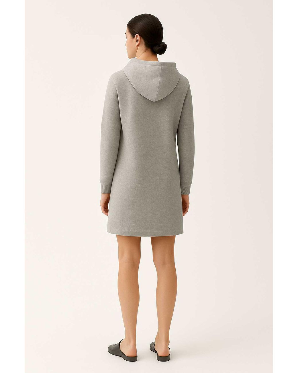 Conquista Gray Minimalist Hoodie Dress