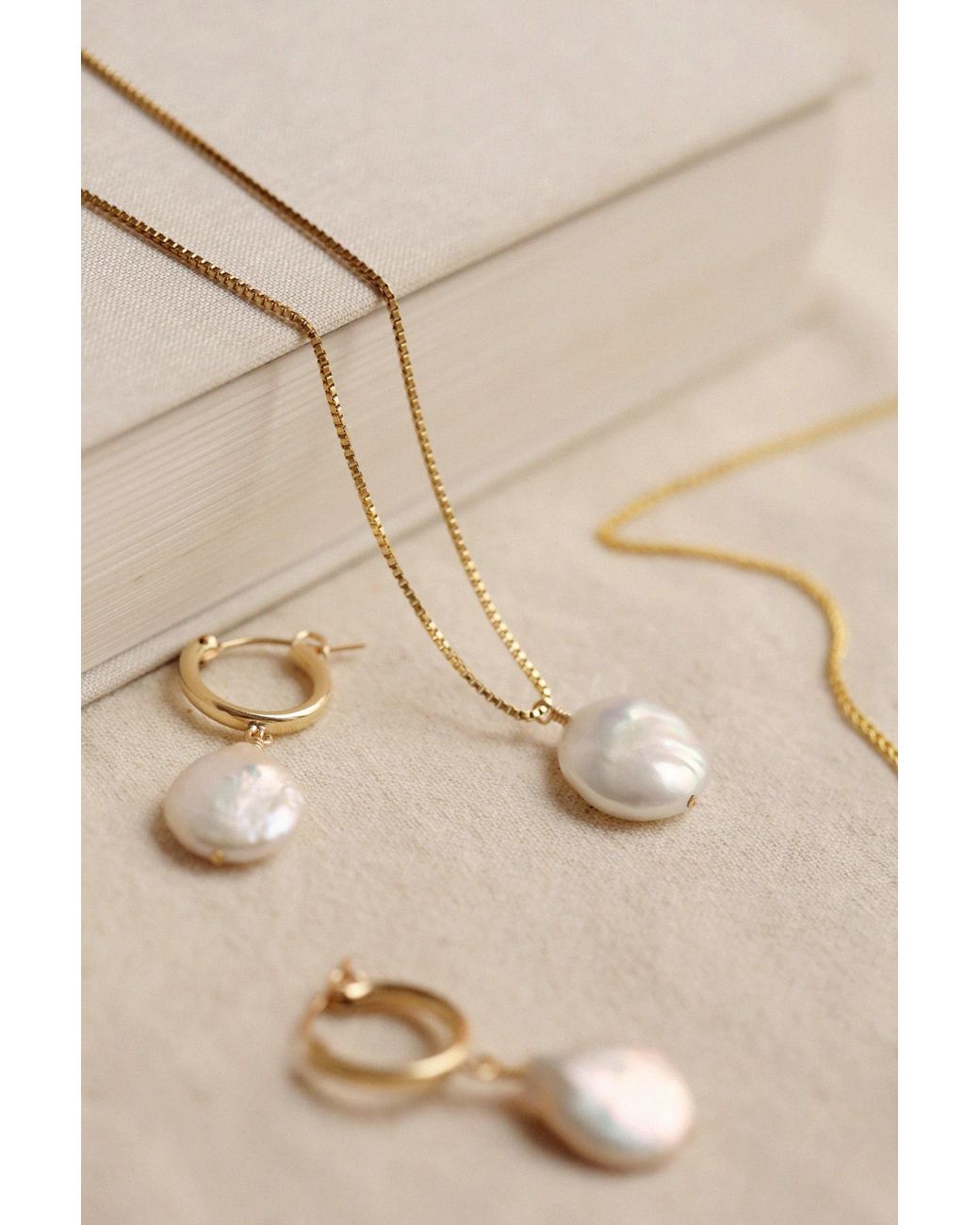 Katy Faye Metallic Moon Pearl Necklace