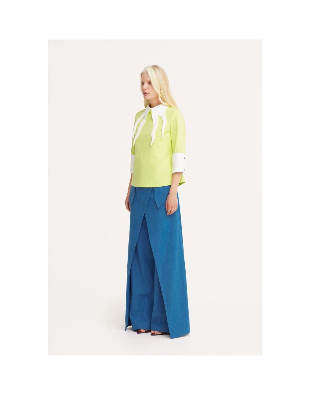 Julia Allert Yellow Semi-Formal Blouse With Double Contrasting Details Light Lime