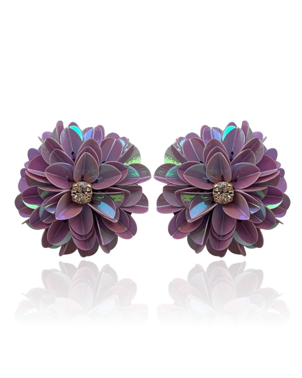 PINAR OZEVLAT Purple Blossom Studs Lilac