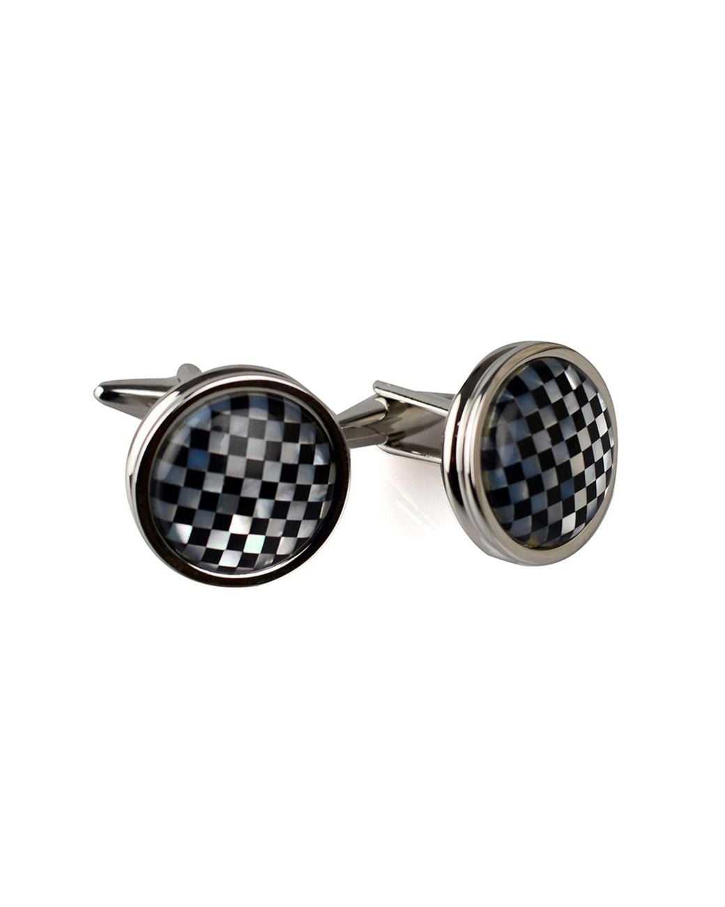 DAVID WEJ Black Round Patterned Cufflinks for men