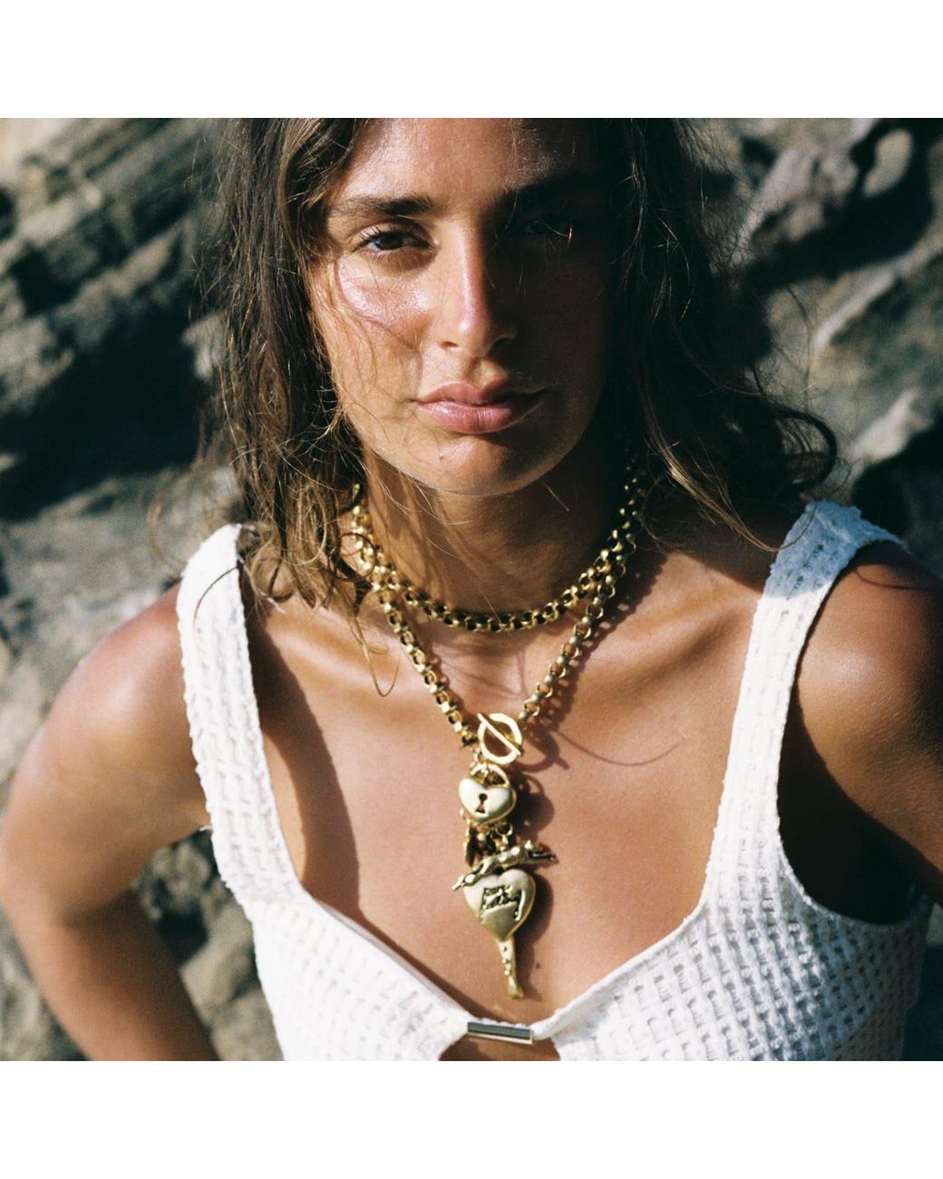 Sccollection Metallic August Layered Charm Necklace