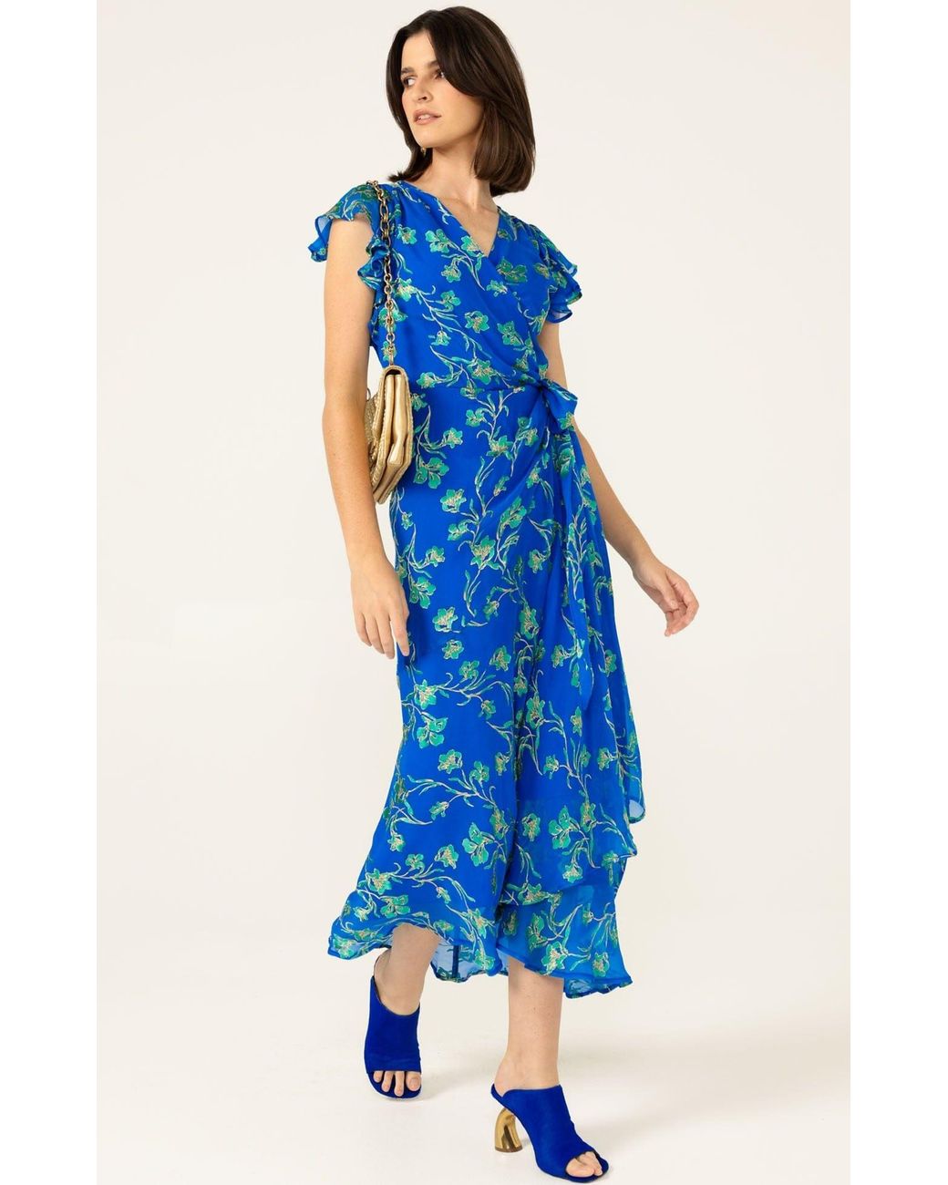 SACHA DRAKE Blue Aphina Wrap Dress