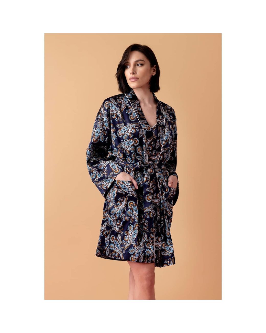 Oh!Zuza Blue Neutrals Silk Robe