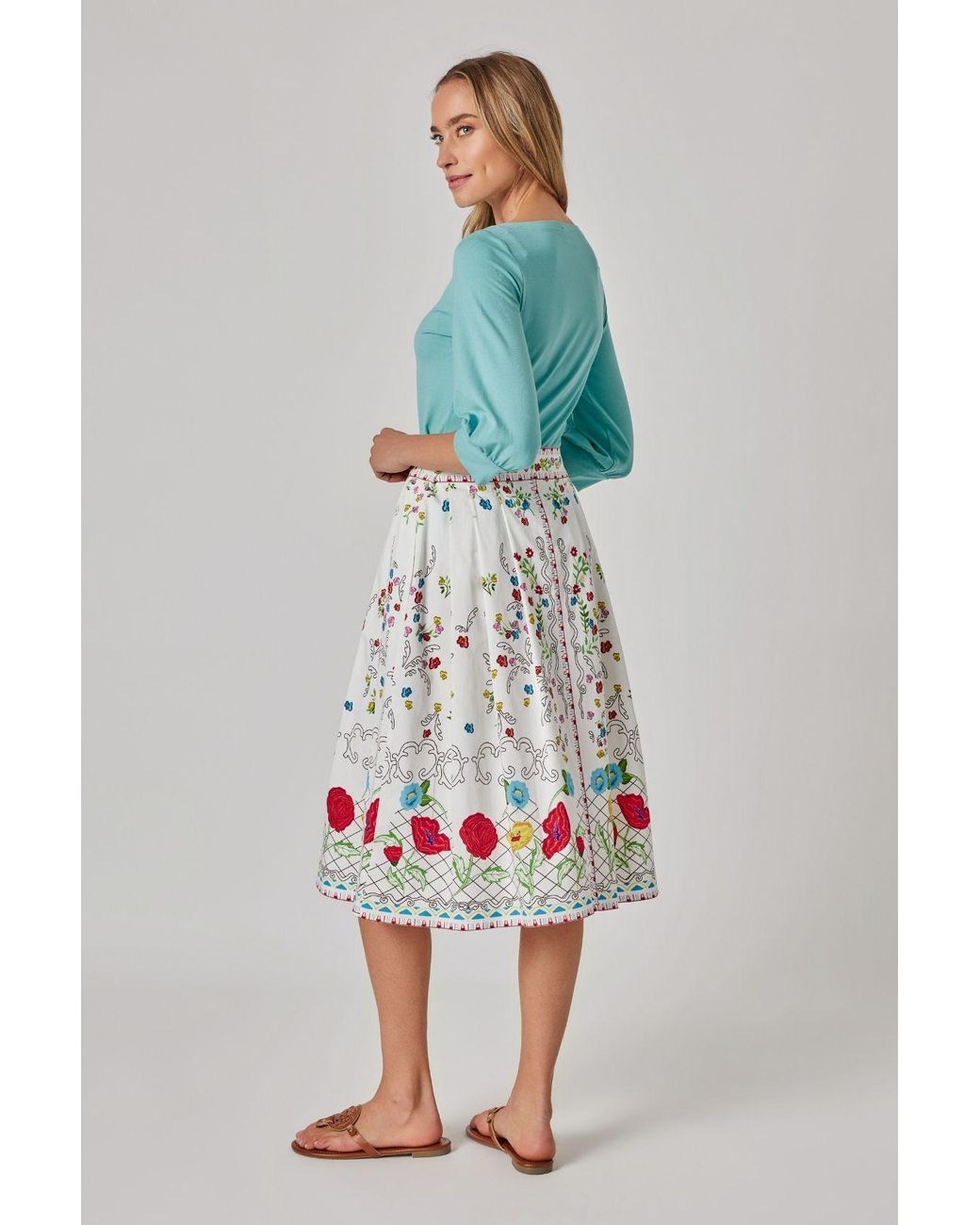 Marianna Déri Red Midi Skirt With Floral Print