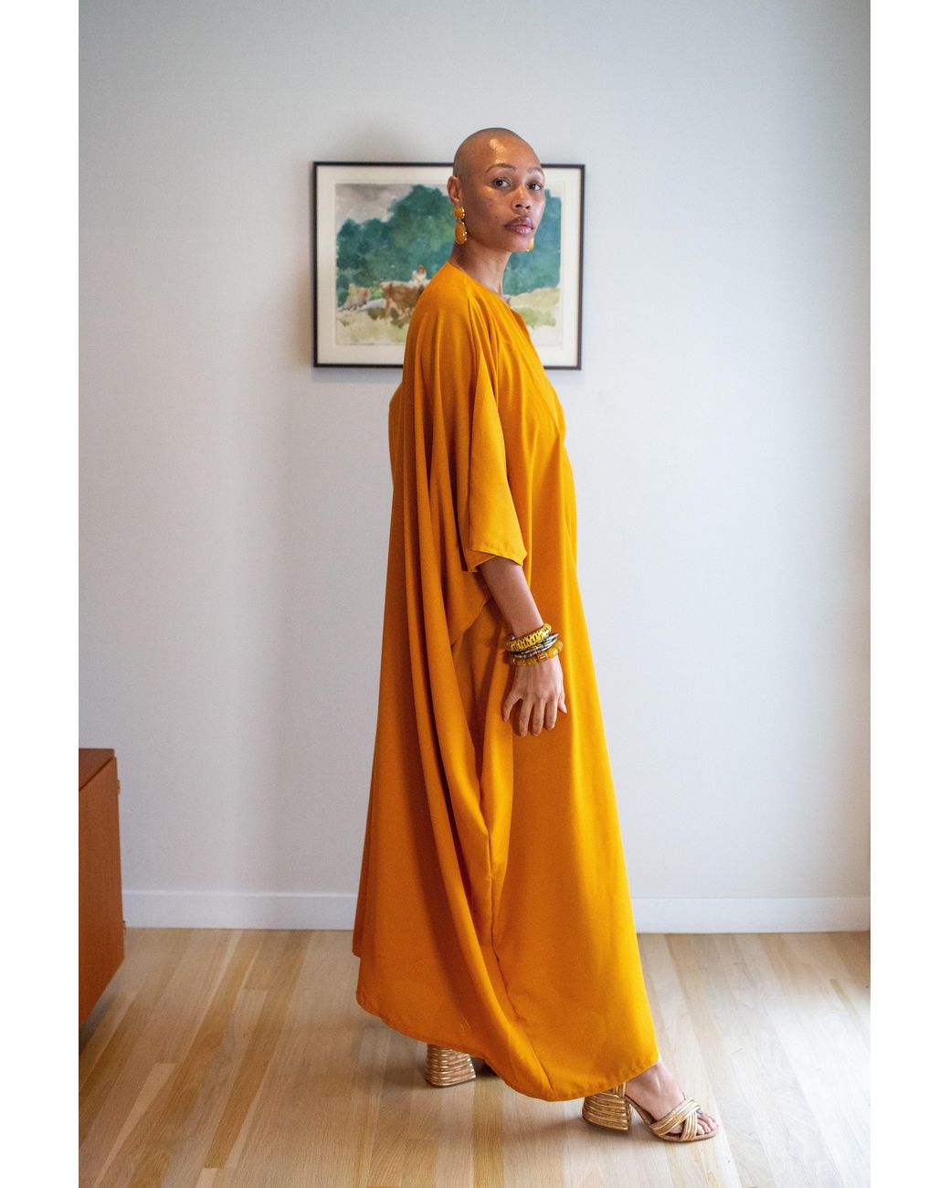 Jennafer Grace Yellow Talitha Cinched Waist Caftan