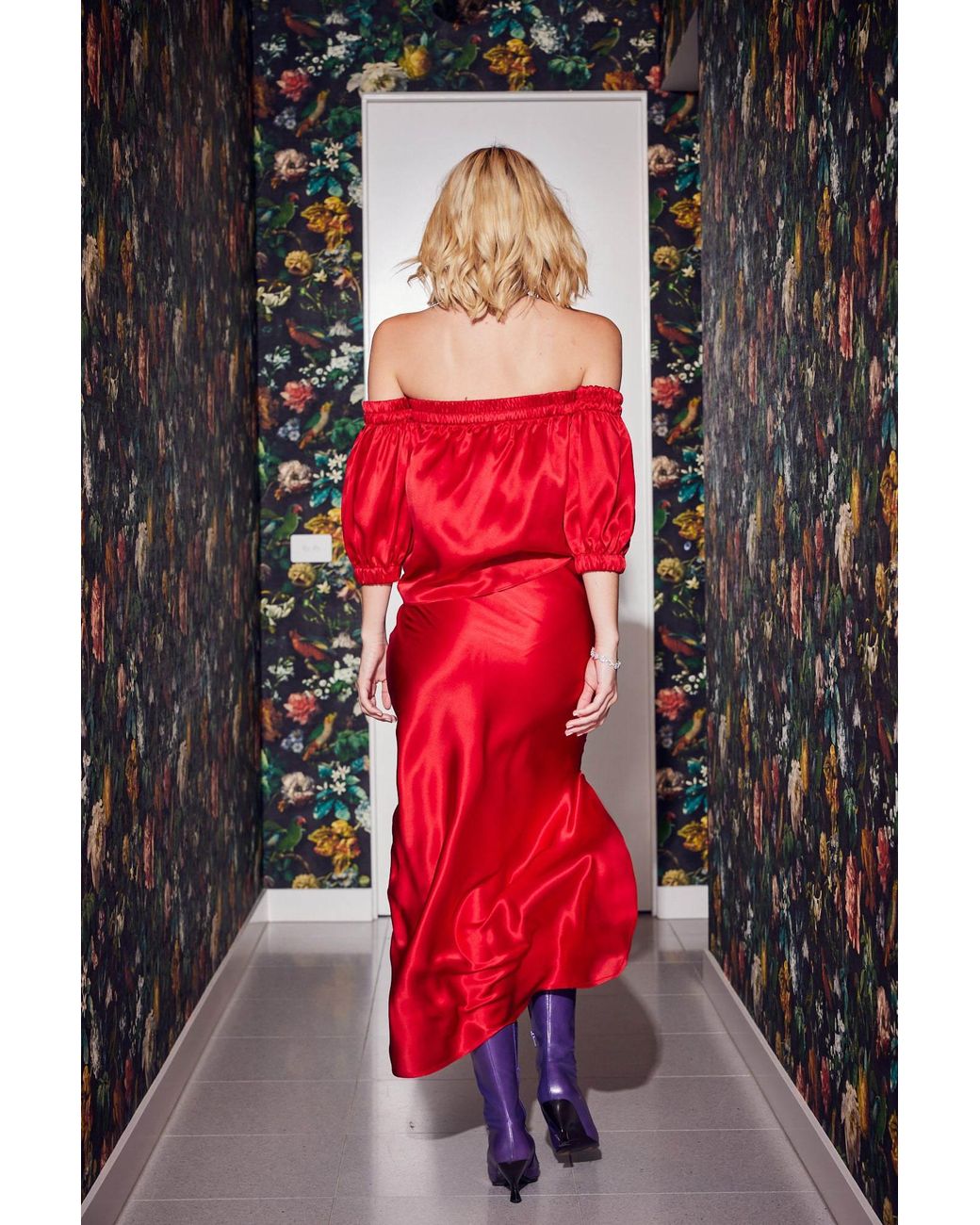 Lindsay Nicholas New York Red Off The Shoulder Top