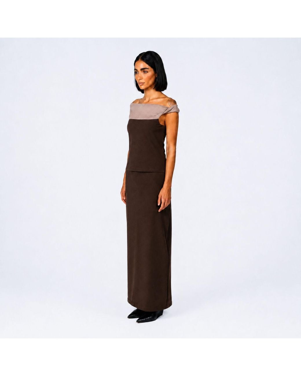 Elamins Brown Maxi Skirt Charcoal